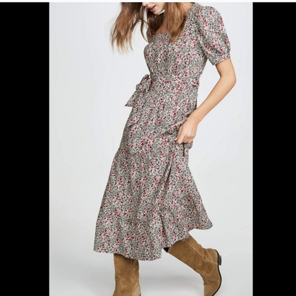 Anthropologie Floral Prairie Puff Sleeve Tiered Maxi Dress - Picture 3 of 16